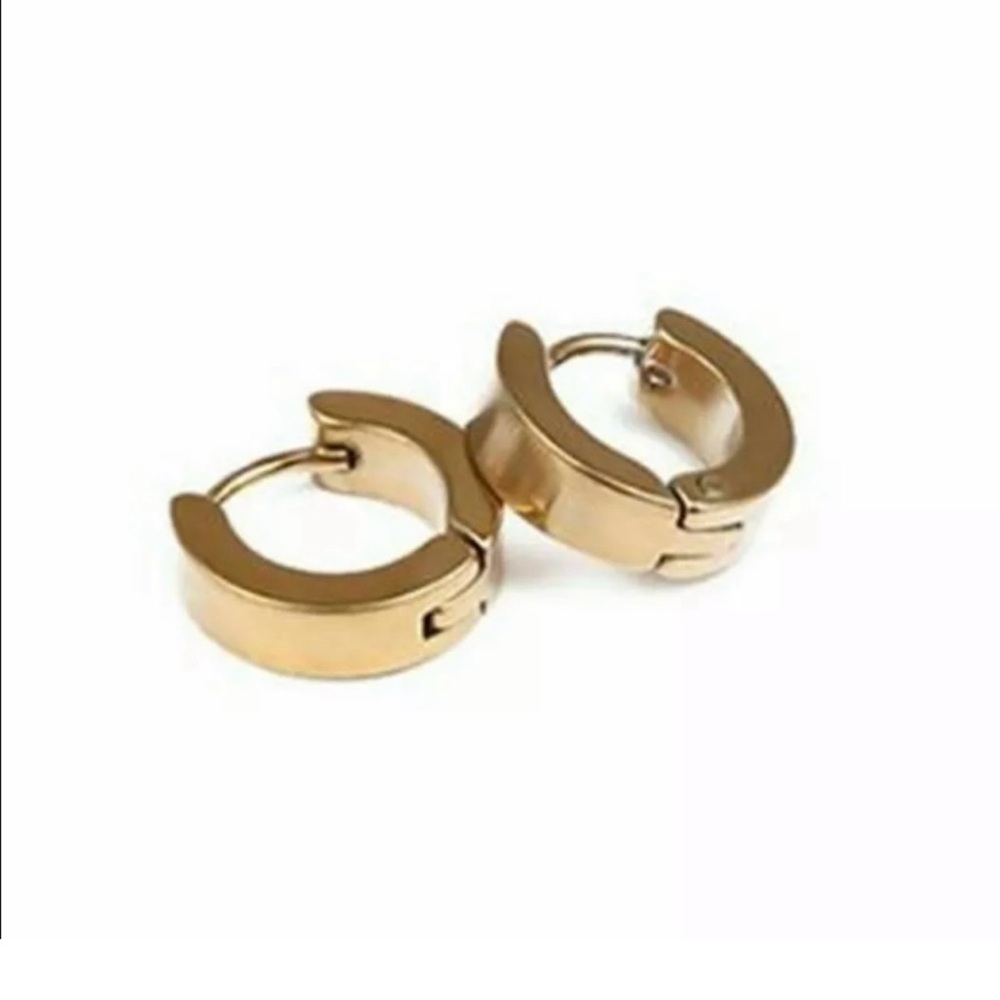 Stainless Steel Huggies, Gold Hoop Earrings
